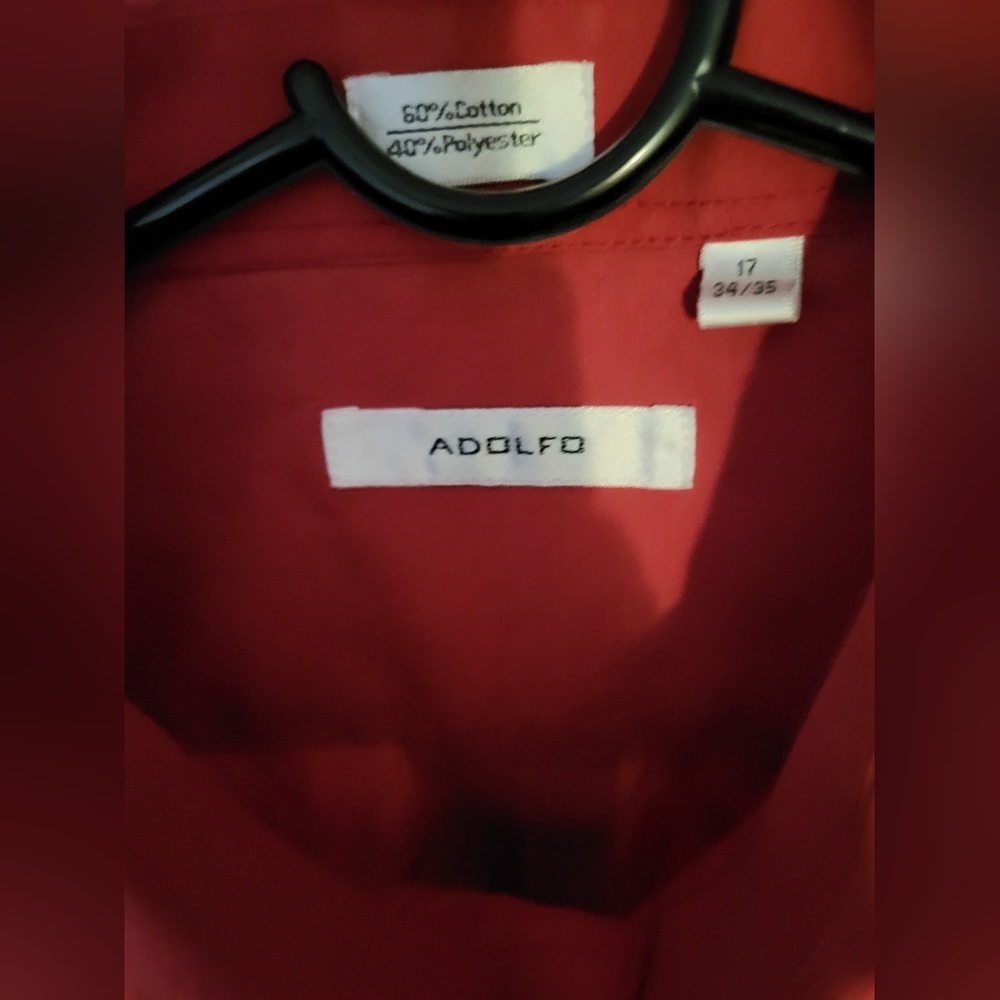 Adolfo casual button down shirt, Cranberry, 17 34-35, like new condition